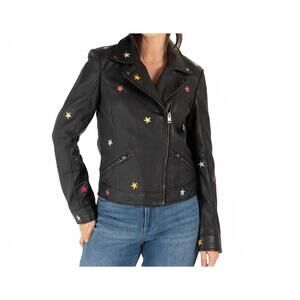 NEW MAURITIUS nanca leather jacket in multi-stars